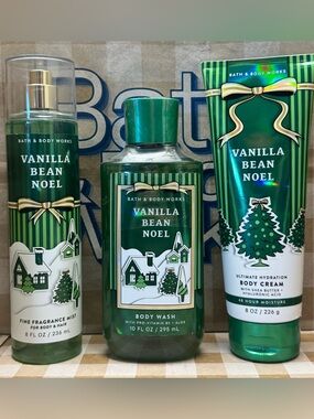 NEW B&BW Vanilla Bean Noel Body Cream, Fragrance Mist, and Body Wash Set